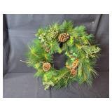 Holiday Decor Collection with Pine Wreath, Sleigh Centerpiece, Bows, and Storage Box