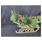 Holiday Decor Collection with Pine Wreath, Sleigh Centerpiece, Bows, and Storage Box