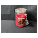 Holiday Partyware Lot with White Plastic Tubs, Blue Storage Basket, Plates, Napkins, and Cinnamon Candle