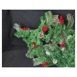 Artificial Christmas Garland with Red Berries and Pine Cones in Storage Bin