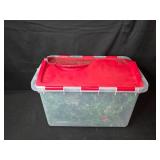 Artificial Christmas Garland with Red Berries and Pine Cones in Storage Bin