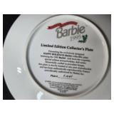 Set of Collectible Barbie Plates and Figurines Including Christmas Around the World, Snowbabies, and Dreamscicles