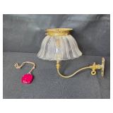 Collection of 4 Glass Tumblers, Brass Wall Sconce with Shade, Grouse Ashtray, and Tape Measure
