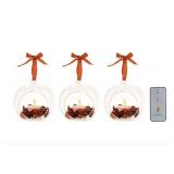 Luminara Set of Three Glass Ornaments with Flameless Tealight Candle - Harvest
