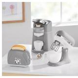 NEW M.M 3-Pc. Gourmet Kitchen Appliance Set Realistic Sounds and Lights, Includes Coffee Maker, Mixer and Toaster