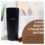 NEW Muggo 12 oz Self-Heating Coffee Mug, Black Portable with Leak-Proof Lid & 3-Hour Battery Life