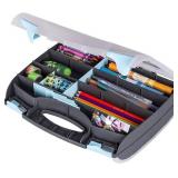 NEW ArtBin 6877AG Double-Sided Quick View Carrying Case, Portable Art & Craft Organizer with Removable Dividers, [1] Plastic Storage Case, Black/Aqua with Clear Lid