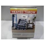 NEW Berkshire Ultra Plush Heated Oversized Throw, Assorted Colors (60" X 70") - Plaid Navy