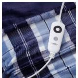 NEW Berkshire Ultra Plush Heated Oversized Throw, Assorted Colors (60" X 70") - Plaid Navy