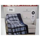 NEW Berkshire Ultra Plush Heated Oversized Throw, Assorted Colors (60" X 70") - Plaid Navy