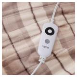 NEW Berkshire Ultra Plush Heated Oversized Throw (60" X 70") - Natural Plaid