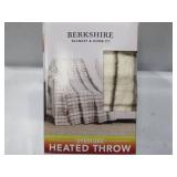 NEW Berkshire Ultra Plush Heated Oversized Throw (60" X 70") - Natural Plaid