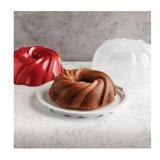 NEW Nordic Ware 2-Piece Formed Bundt Pan And Bundt Keeper - Red Swirl