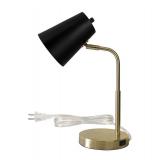 NEW LAMPz®15.5in Soho Desk Lamp with Charging Port - Brass with Black Shade
