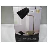 NEW LAMPz®15.5in Soho Desk Lamp with Charging Port - Brass with Black Shade