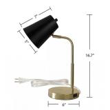 NEW LAMPz®15.5in Soho Desk Lamp with Charging Port - Brass with Black Shade
