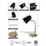 NEW LAMPz®15.5in Soho Desk Lamp with Charging Port - Brass with Black Shade