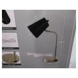 NEW LAMPz®15.5in Soho Desk Lamp with Charging Port - Brass with Black Shade