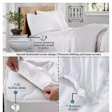 NEW Color Sense 1200 Thread Count Cotton Blend 6 Piece Sheet Set - Queen White