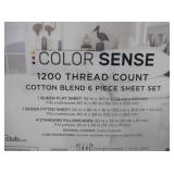 NEW Color Sense 1200 Thread Count Cotton Blend 6 Piece Sheet Set - Queen White