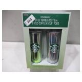 NEW 24 oz Starbucks Tumbler Set with 6 Iced Coffee K-Cups, 2-count