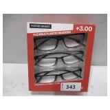 Design Optics by Foster Grant Classic Plastic Rectangle Reading Glasses, 3-pack +3.00 "Style C"