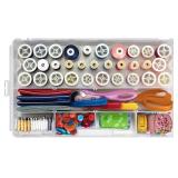 NEW ArtBin 7003AB Sew-Lutions Sewing Supply Storage System with Lift-Out Thread Spool Tray, [1] Plastic Storage Case, Clear