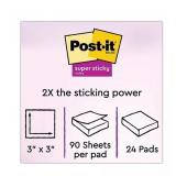 NEW Post-it Notes Super Sticky Pads, 3" x 3", Canary Yellow, 24 Pads, 2,160 Total Sheets