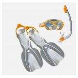 NEW Oceanic Adult Snorkeling Set - L/XL - White/Gray/Orange