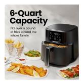 NEW Chefman TurboFry Touch 6-Quart Air Fryer, Includes 4 Cooking Presets - Black