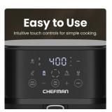 NEW Chefman TurboFry Touch 6-Quart Air Fryer, Includes 4 Cooking Presets - Black