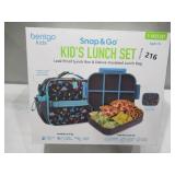 NEW Bentgo 2-Piece Kids Snap & Go Lunch Set: Leak-Proof Lunch Box & Deluxe Insulated Lunch Bag - Dinosaurs