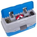NEW Flambeau Outdoors 6382TB 2-Tray Tackle Box - Classic Fishing Lure Storage Organizer, Medium Portable Tackle Box, 15 Tray Compartments, Blue/Gray