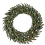 Vickerman 36" Camdon Fir Artificial Christmas Wreath, Clear Dura-lit Incandescent Mini Lights