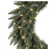 Vickerman 36" Camdon Fir Artificial Christmas Wreath, Clear Dura-lit Incandescent Mini Lights