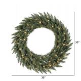 Vickerman 36" Camdon Fir Artificial Christmas Wreath, Clear Dura-lit Incandescent Mini Lights