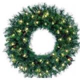 Vickerman A801048LED 48" Cheyenne Pine Wreath LED 200 Warm White Lights