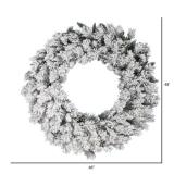 Vickerman A128247 48" Flocked Snow Ridge Artificial Christmas Wreath, Unlit