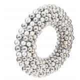 Vickerman 36 Inch Shiny and Matte Ball Wreath - Silver