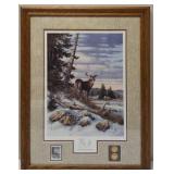 Where Freedom Reigns - 1992 Limited Edition Framed Deer Print, Stamp & Coins By Derek Hansen