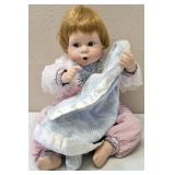 Danbury Mint - Vintage Amy Thumb Sucking Porcelain Doll with Blanket - 9" Sitting