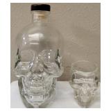 (1) Crystal Head Vodka Bottle (Empty) In original box  (1) Skull Shot Glass