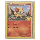 Lot of Four Pokemon Trading Cards Cyndaquil, Kangaskhan, Litten, and Fennekin.