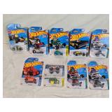 Hot Wheels Toy Cars Collection including Skull Shaker, Pixel Shaker, Birthday Burner, and Small Bloc