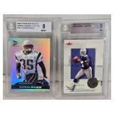 2000 Prism Prospects Patrick Pass Rookie card graded 8, 2001 Fleer Authority Quincy Carter card graded 9