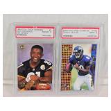 1999 Coll. Edge Supreme #5 Troy Edwards PSA 8 and 2000 Coll. Edge T-3 Retail #156 Travis Taylor PSA 9