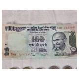 Lot of Mixed Currency Including Indian Rupees and Various Coins
