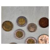 Lot of Mixed Currency Including Indian Rupees and Various Coins