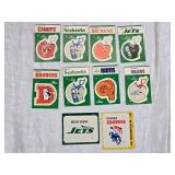 Lot of NFL Team Stickers Including Chiefs, Seahawks, Browns, Jets, Broncos, Rams, and Oilers