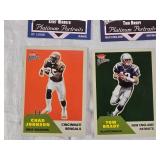 Lot of Moslty 2003 Fleer Football Cards Featuring Tom Brady, Kurt Warner, Chad Johnson, Marvin Harrison, and Jerome Bettis with Fleer Platinum Special Inserts